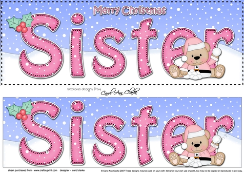 Large DL Merry Christmas SISTER 3D decoupage 