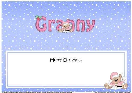 Large DL Merry Christmas GRANNY insert