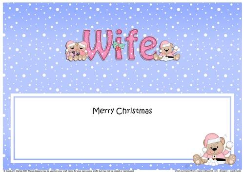 Large DL Merry Christmas WIFE insert