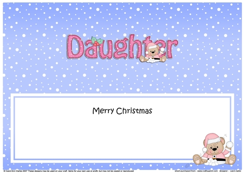 Large DL Merry Christmas DAUGHTER insert