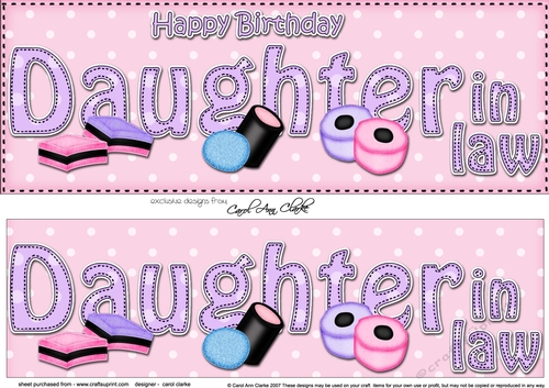Large DL Happy Birthday DAUGHTER IN LAW 3D decoupage