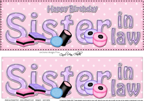 Large DL Happy Birthday SISTER IN LAW 3D decoupage