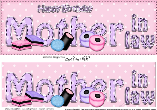 Large DL Happy Birthday MOTHER IN LAW 3D decoupage