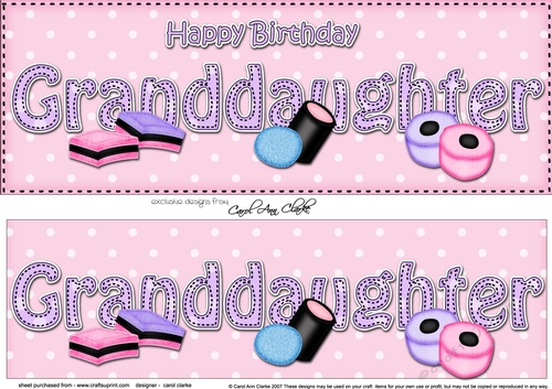 Large DL Happy Birthday GRANDDAUGHTER 3D decoupage