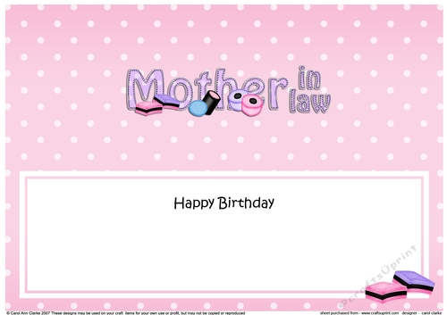 Large DL Happy Birthday MOTHER IN LAW insert