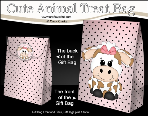3D Gift Bag Mini Kit -  Cute Little Milly Moo Cow