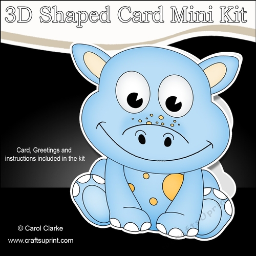 3D Shaped Card  Kit - Cute Little Daly Dino