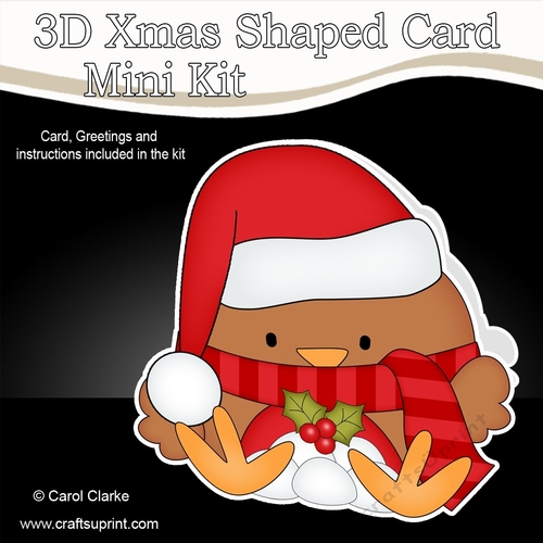 3D Shaped Christmas Card Kit - Bobbin Robin has Snowballs