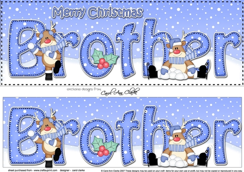 Large DL Merry Christmas BROTHER 3D decoupage 