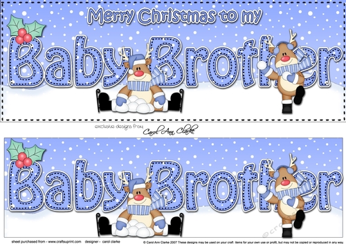 Large DL Merry Christmas to my BABY BROTHER 3D decoupage 
