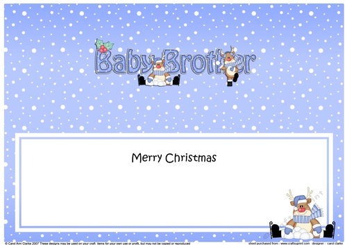 Large DL Merry Christmas BABY BROTHER insert