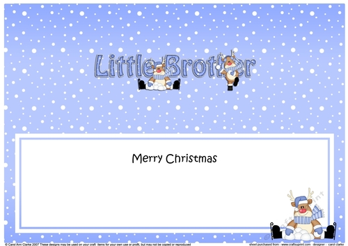 Large DL Merry Christmas LITTLE BROTHER insert