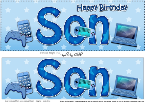 Large DL Happy Birthday SON 3D decoupage