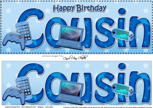 Large DL Happy Birthday COUSIN 3D decoupage