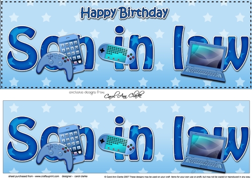 Large DL Happy Birthday SON IN LAW 3D decoupage
