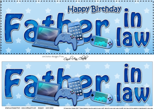 Large DL Happy Birthday FATHER IN LAW 3D decoupage
