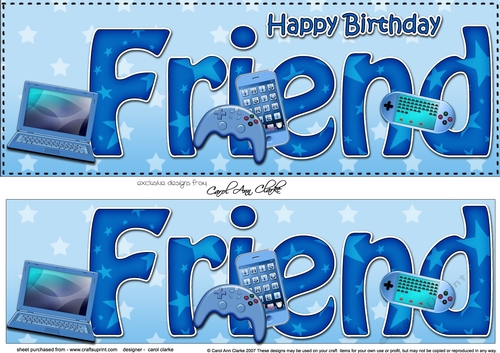 Large DL Happy Birthday FRIEND 3D decoupage