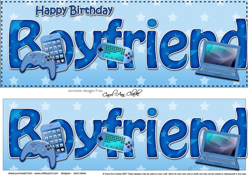 Large DL Happy Birthday BOYFRIEND 3D decoupage