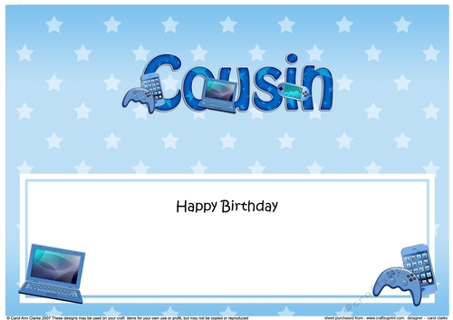 Large DL Happy Birthday COUSIN insert