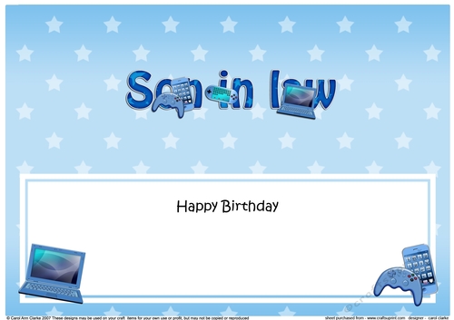Large DL Happy Birthday SON IN LAW insert