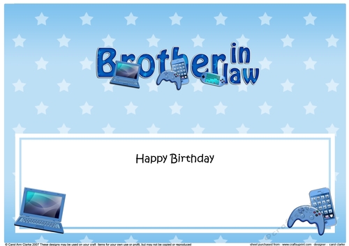 Large DL Happy Birthday BROTHER IN LAW insert