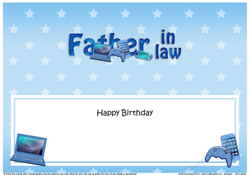 Large DL Happy Birthday FATHER IN LAW insert