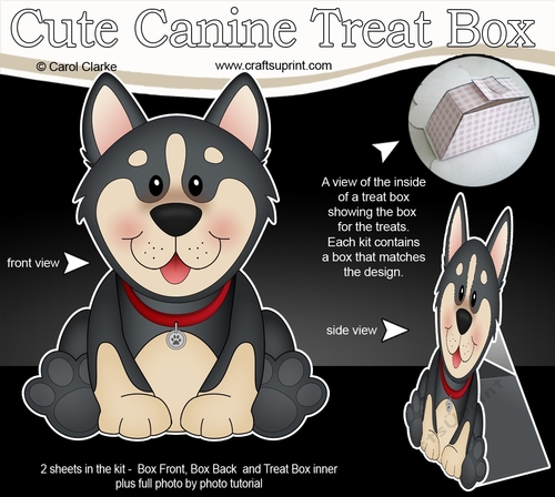 3D Cute Canine Treat Box Gift Set Mini Kit - Little Husky Dog Chase