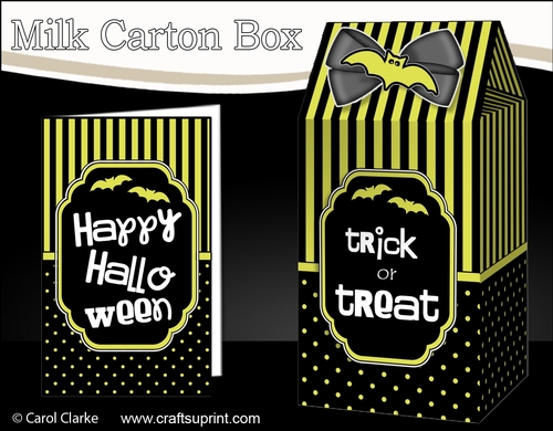 3D Halloween Spots & Stripes Milk Carton Treat Box