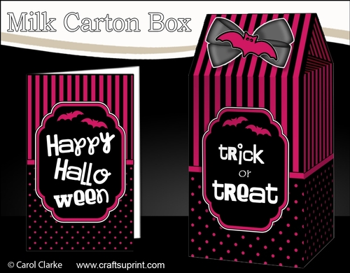 3D Halloween Spots & Stripes Milk Carton Treat Box