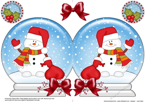 Christmas Snow Globe Shaped Card - Snowman Oli has Santas Sack