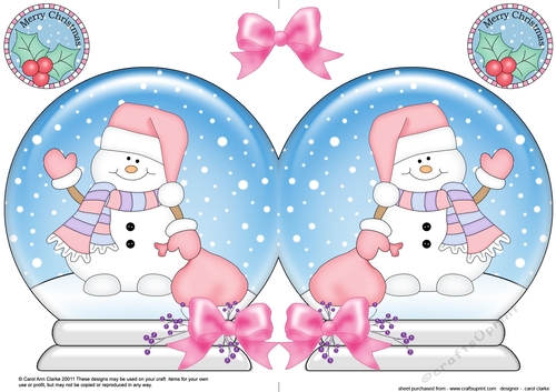 Christmas Snow Globe Shaped Card - Snowman Oli has Santas Sack
