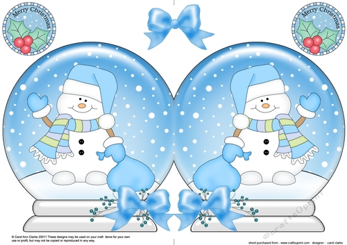 Christmas Snow Globe Shaped Card - Snowman Oli has Santas Sack