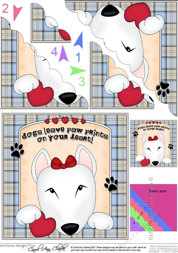 Scalloped Corner Stacker - Dogs Leave Paw Prints - English Bull Dog Terrier Countess
