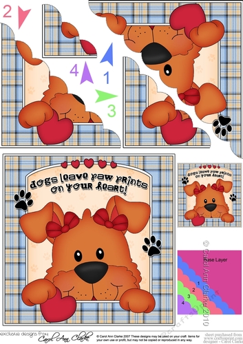 Scalloped Corner Stacker - Dogs Leave Paw Prints - Dog Rose