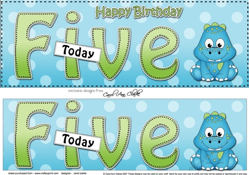 Large DL Happy Birthday FIVE TODAY 3D decoupage