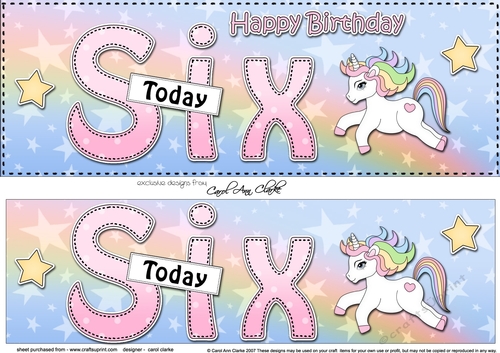 Large DL Happy Birthday SIX TODAY 3D decoupage