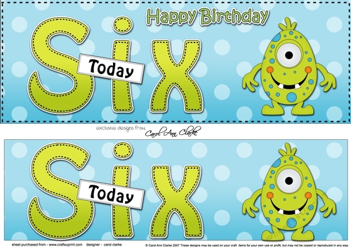 Large DL Happy Birthday SIX TODAY 3D decoupage