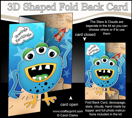 3D Shaped No-Hole Fold Back Mini Kit -  Cute Alien Juya