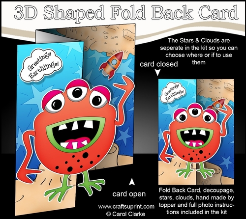 3D Shaped No-Hole Fold Back Mini Kit -  Cute Alien Xago