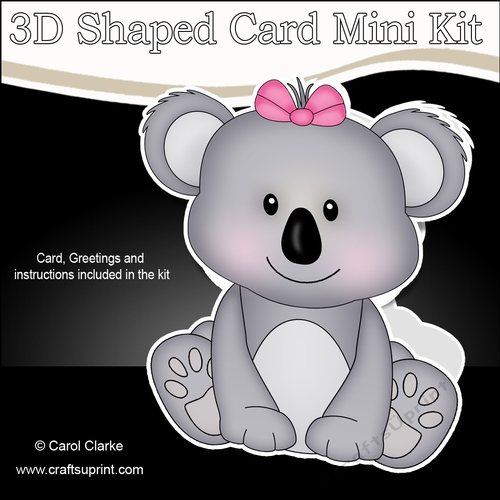 3D Shaped Card  Kit - Cute Little Koala Kitkat
