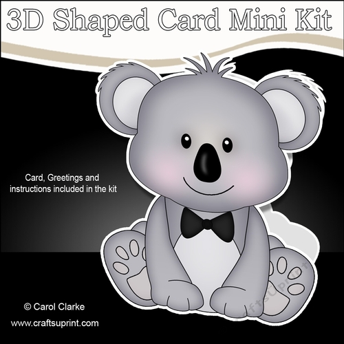 3D Shaped Card  Kit - Cute Little Koala Kookie
