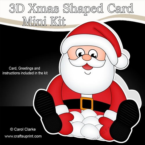 3D Shaped Christmas Card Kit - Santa is having a Snowball Fight