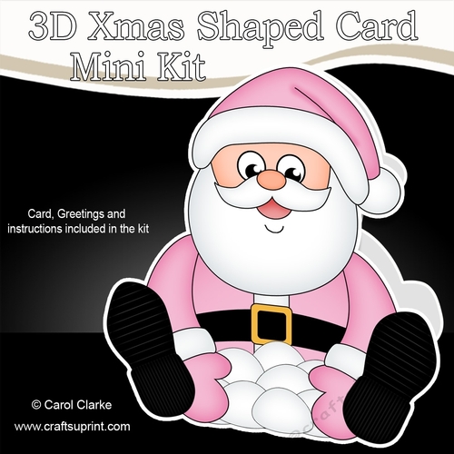 3D Shaped Christmas Card Kit - Santa is having a Snowball Fight