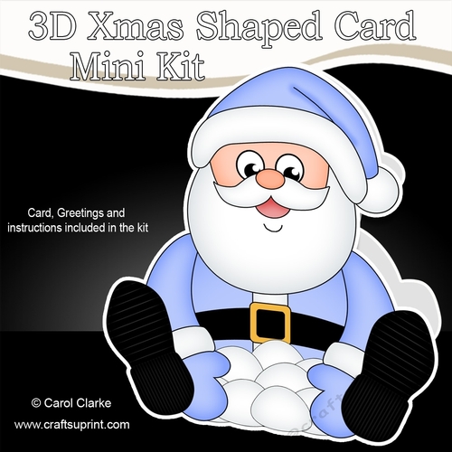 3D Shaped Christmas Card Kit - Santa is having a Snowball Fight