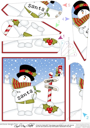 Christmas Snowman Rio has a Letter for Santa Fan Pyramage Topper
