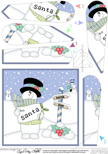 Christmas Snowman Rio has a Letter for Santa Fan Pyramage Topper