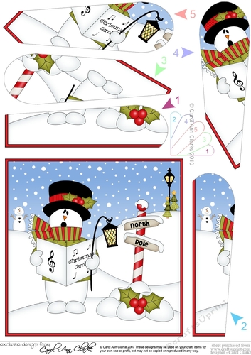 Christmas Snowman Rio is Carol Singing Fan Pyramage Topper