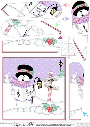 Christmas Snowman Rio is Carol Singing Fan Pyramage Topper