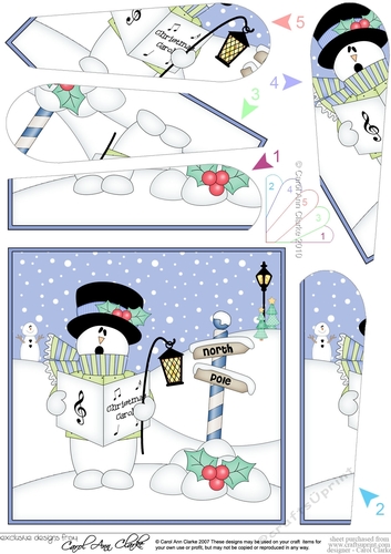Christmas Snowman Rio is Carol Singing Fan Pyramage Topper