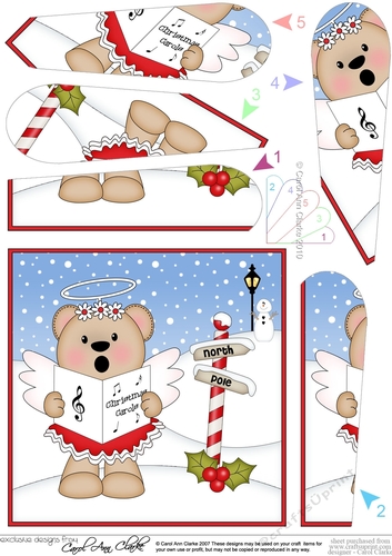 Christmas Angel Livvy Bear is Carol Singing Pyramage Topper